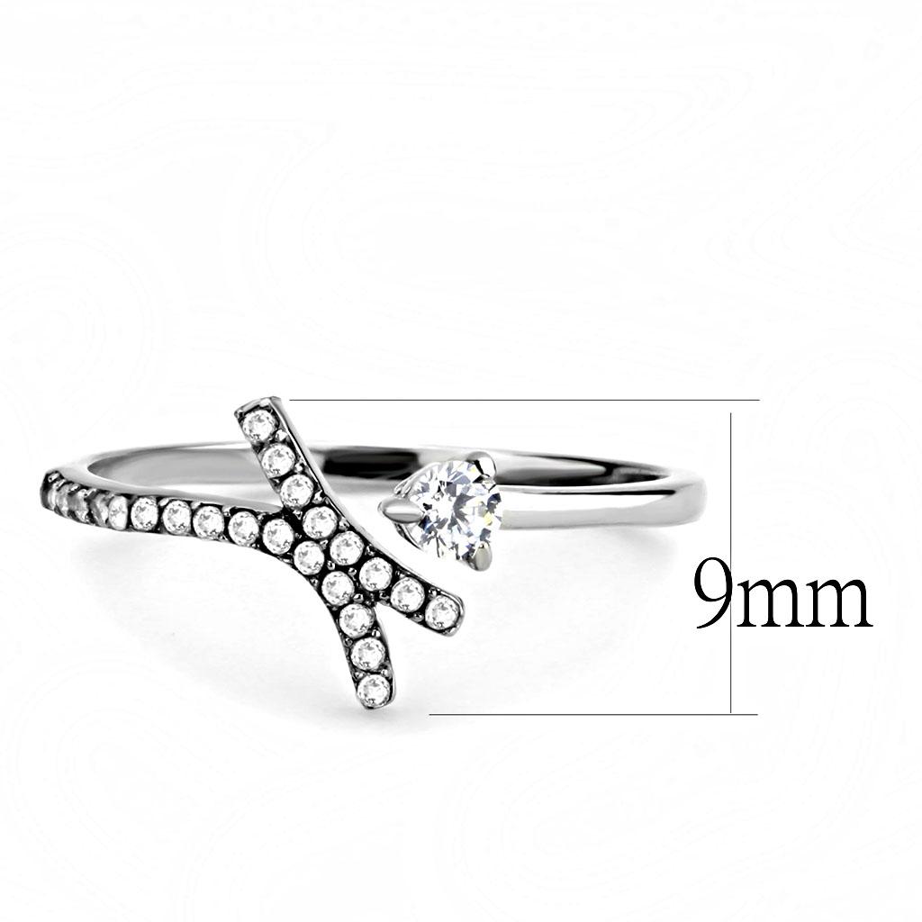 DA145 - High polished (no plating) Stainless Steel Ring with AAA