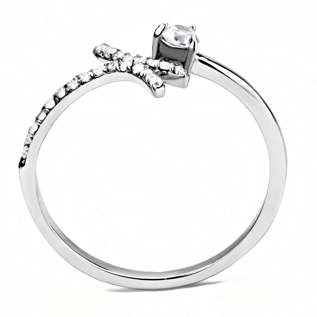 DA145 - High polished (no plating) Stainless Steel Ring with AAA