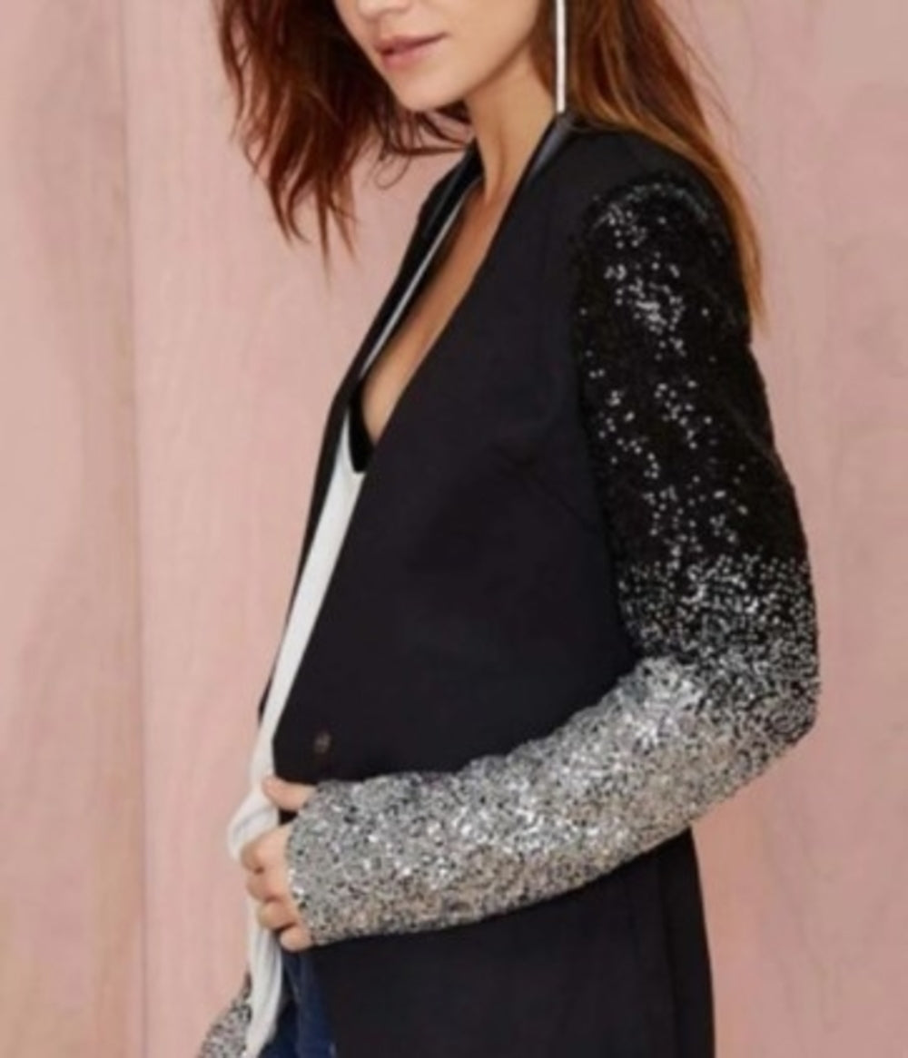 Womens Blazer with Sequins Sleeve