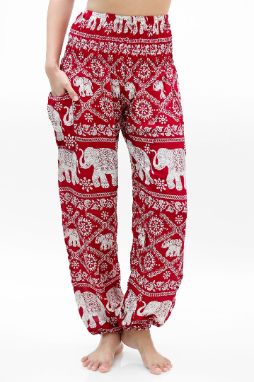 Burgundy ELEPHANT Pants Women Boho Pants Hippie Pants Yoga